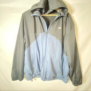 New Balance Running Full Zip Lined Windbreaker Jacket SA1172W Size L Black Gray